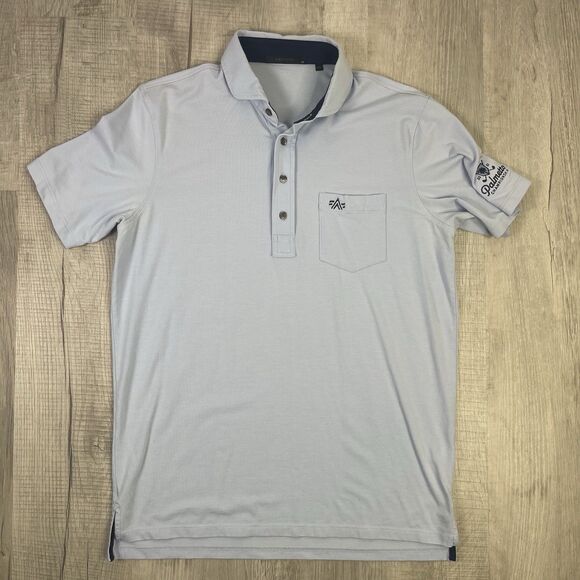 Greyson Polo Shirt Mens Medium Powder Blue Golf Palmetto Performance READ N - Picture 1 of 11